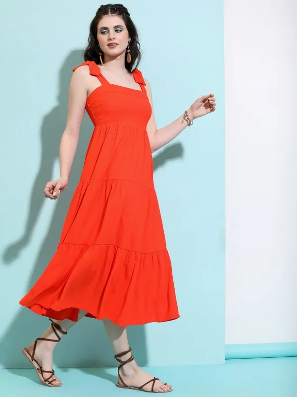 Tokyo Talkies Women Red Solid A-Line Dress