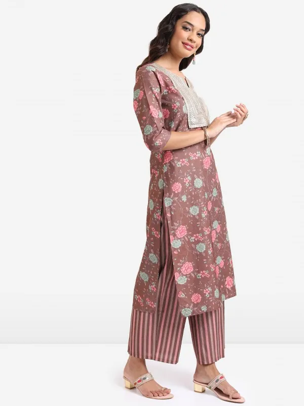  Ketch Women Brown Printed Kurta Sets