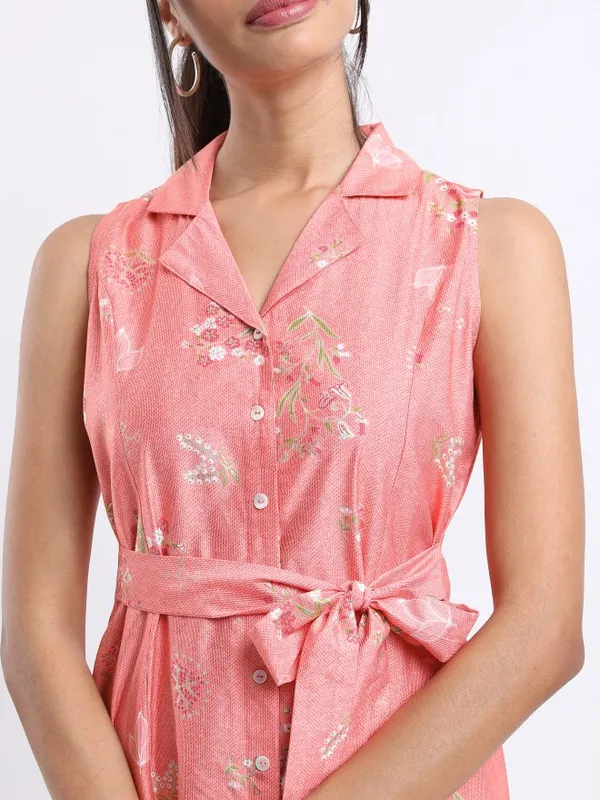 Vishudh women Peach Printed A-Line Dress