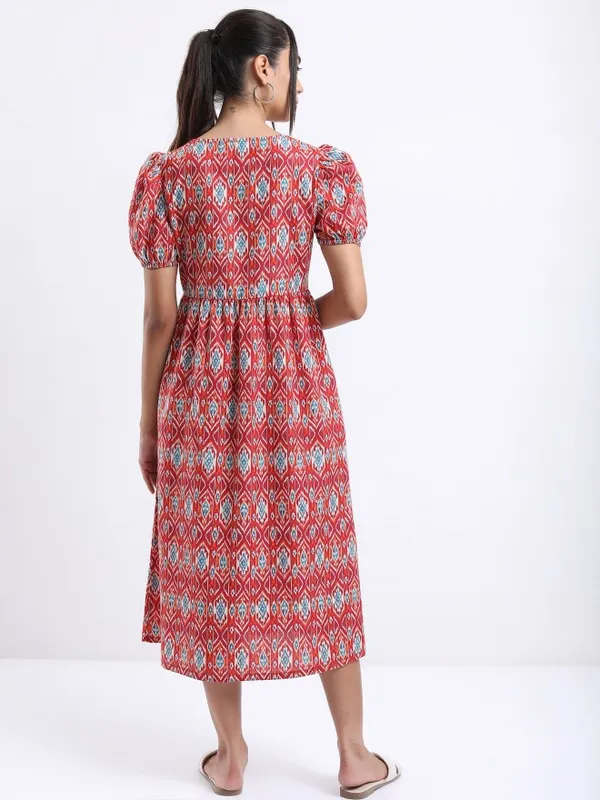 Printed A-Line Dress