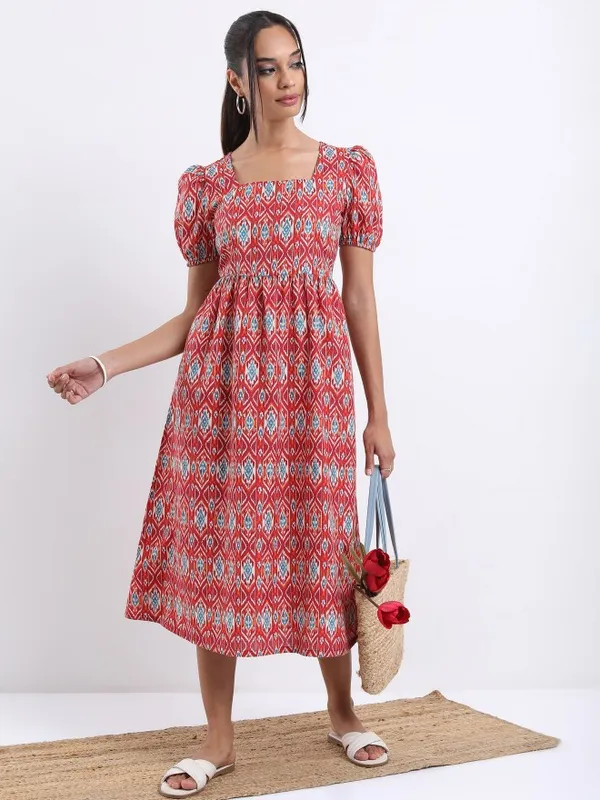 Printed A-Line Dress