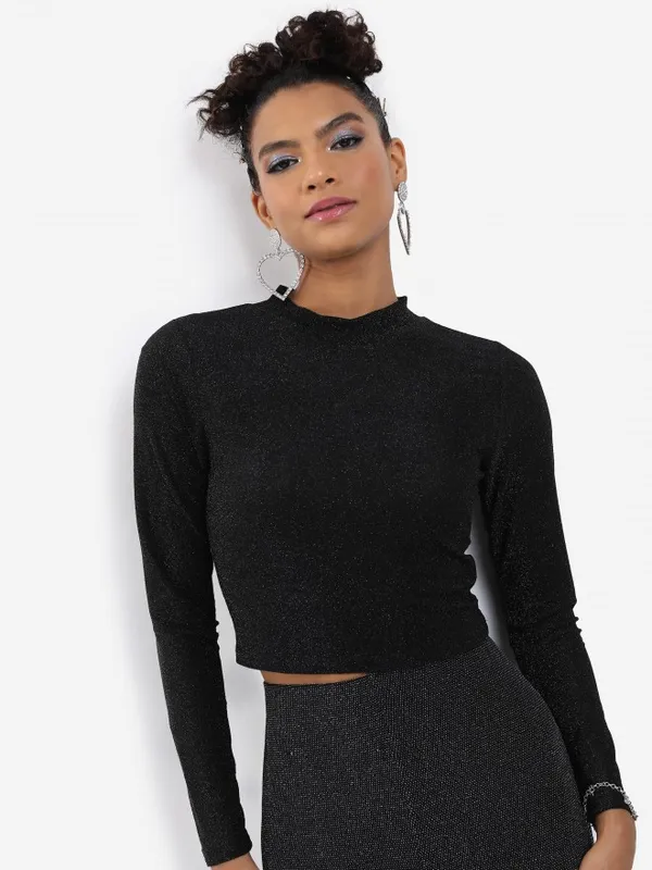  Tokyo Talkies Women Black Printed Regular Tops