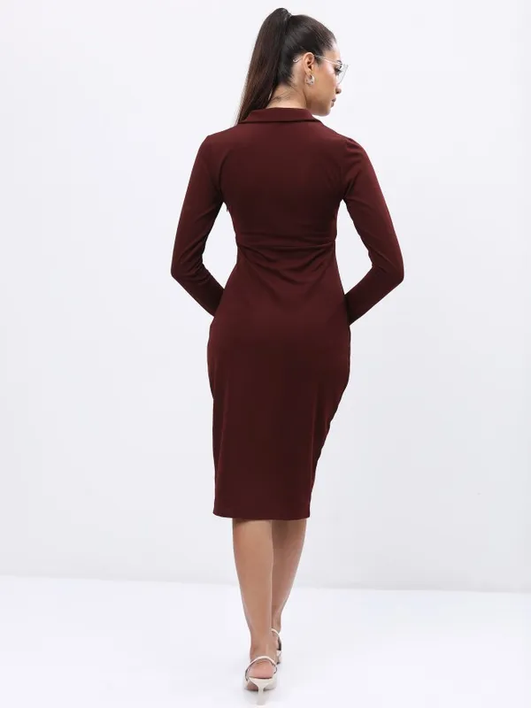  Ketch Women Brown Solid Bodycon Dresses