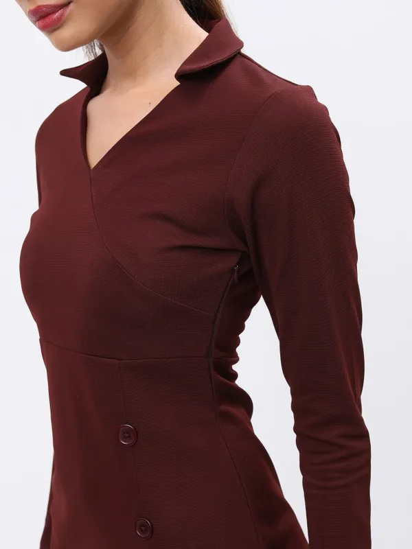  Ketch Women Brown Solid Bodycon Dresses