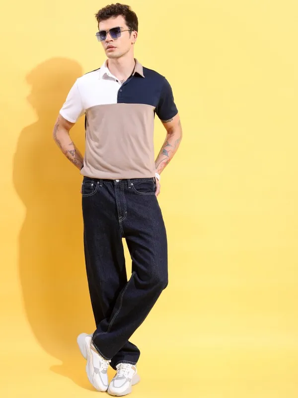 Colourblocked Polo Collar T-shirt