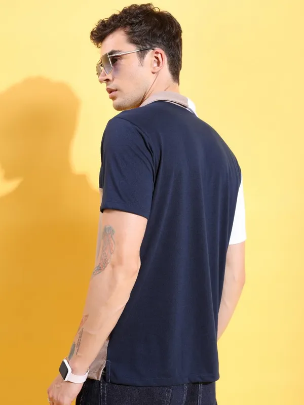 Colourblocked Polo Collar T-shirt