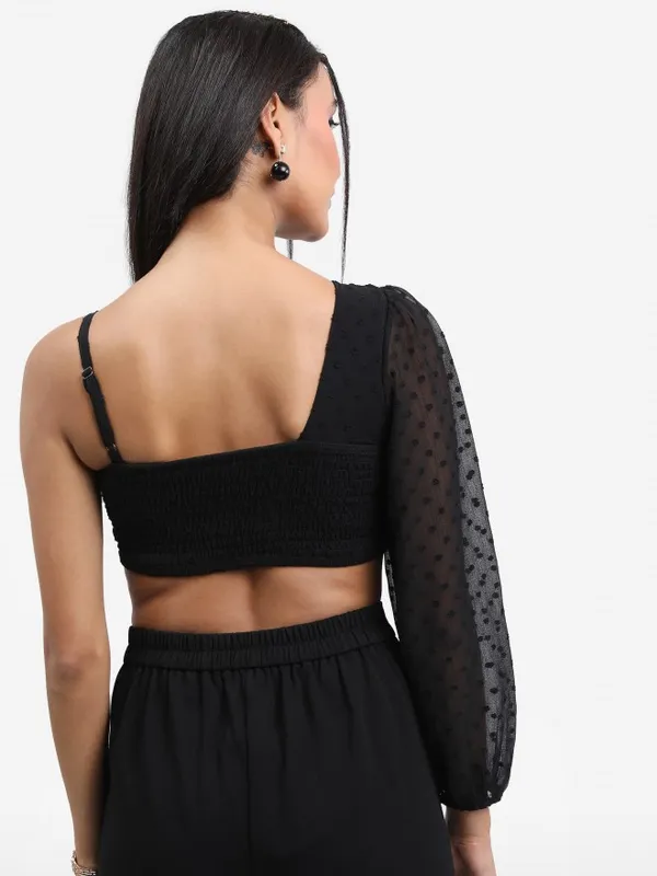  Ketch Women Black Self Design Regular Tops