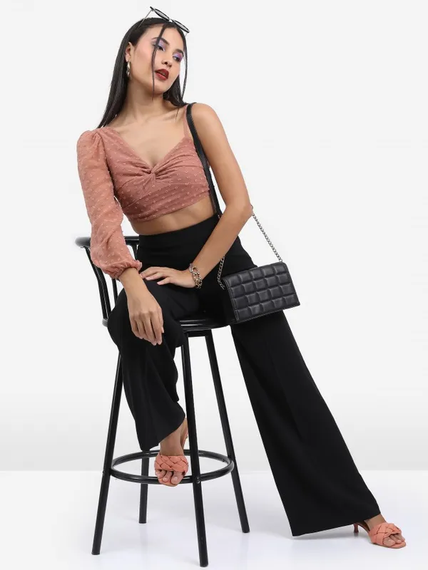  Ketch Women Pink Self Design Regular Tops