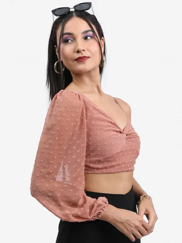  Ketch Women Pink Self Design Regular Tops
