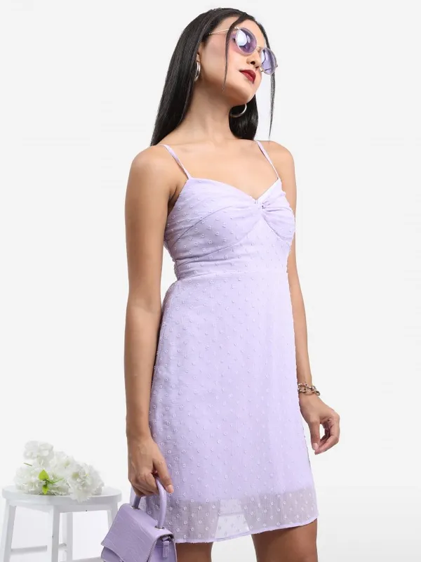  Ketch Women Purple Self Design Fit And Flare Dresses
