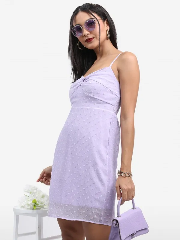  Ketch Women Purple Self Design Fit And Flare Dresses