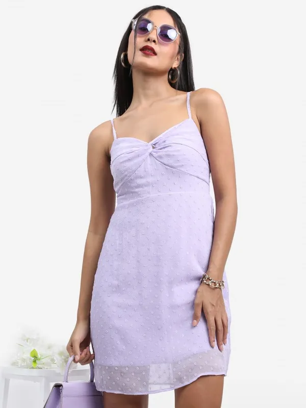  Ketch Women Purple Self Design Fit And Flare Dresses