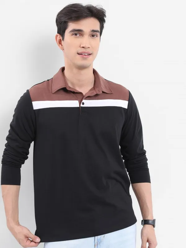 Colourblocked Polo Collar T-shirt