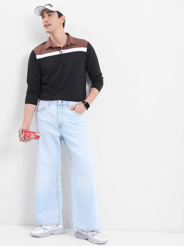 Colourblocked Polo Collar T-shirt