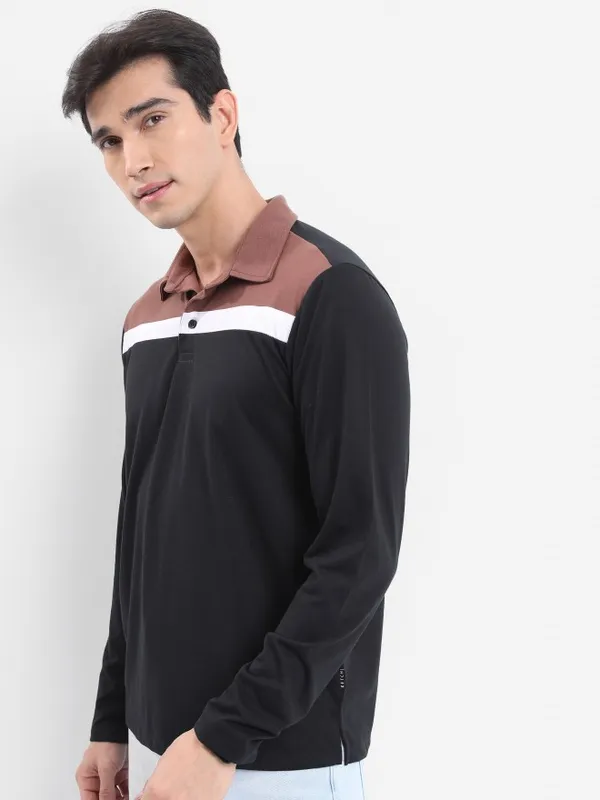 Colourblocked Polo Collar T-shirt