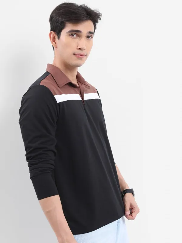 Colourblocked Polo Collar T-shirt