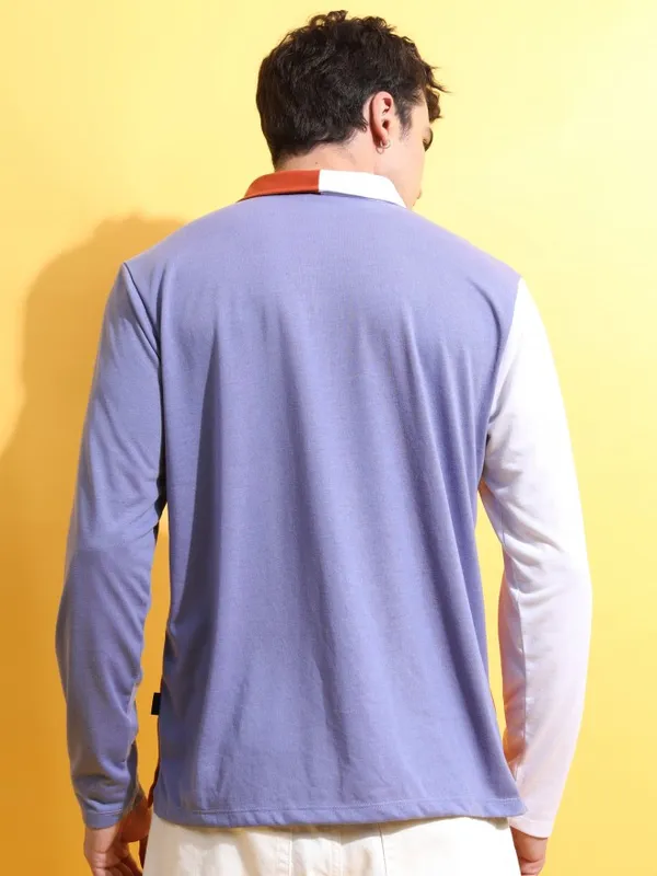 Colourblocked Polo Collar T-shirt