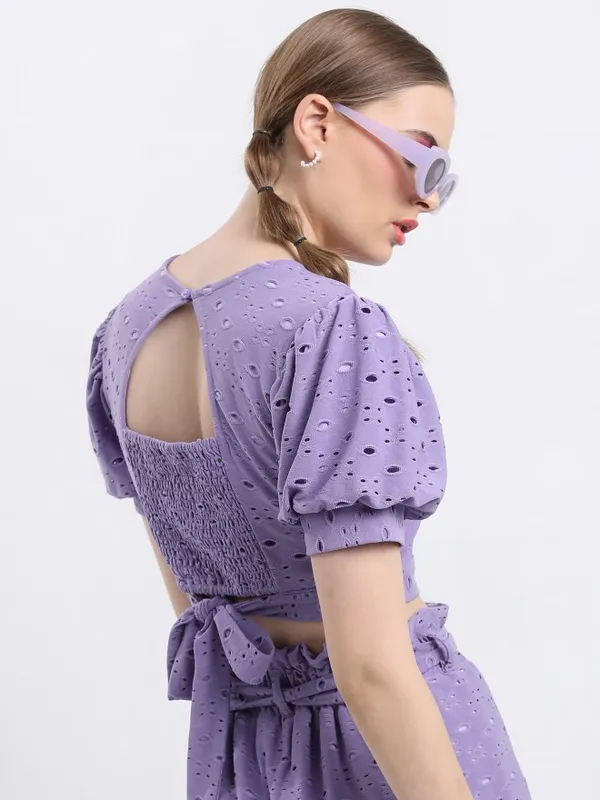  Ketch Women Lavender Self Design Wrap Tops