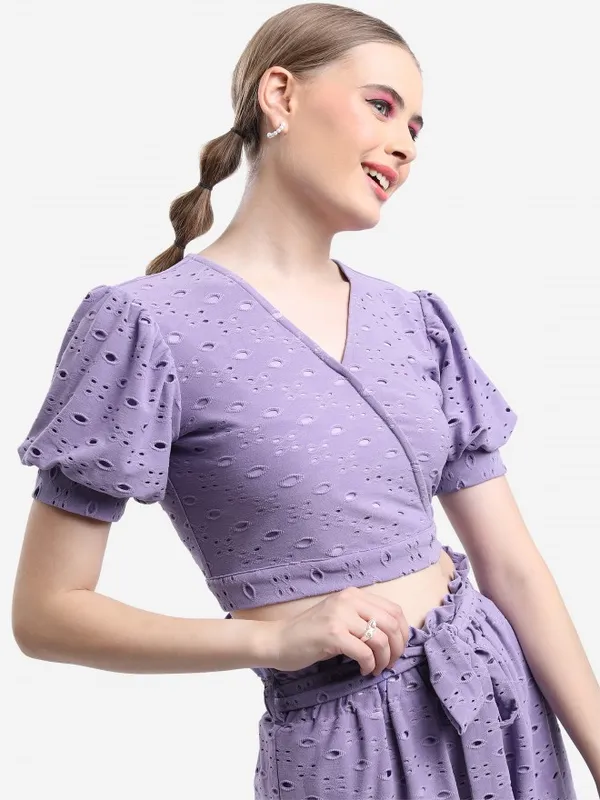  Ketch Women Lavender Self Design Wrap Tops