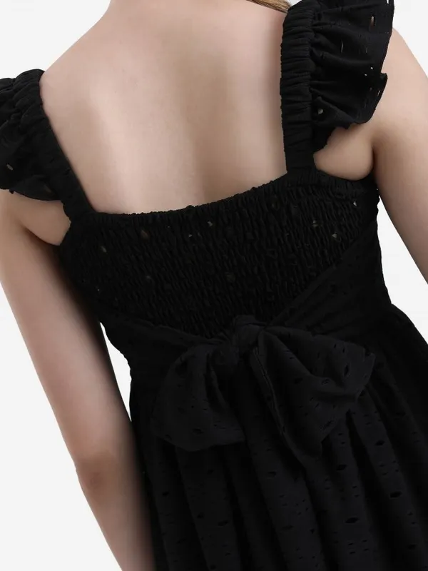  Ketch Women Black Self Design A-Line Dresses