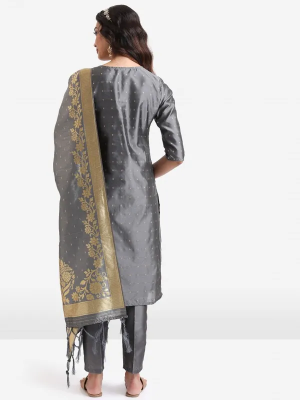  Vishudh Women Grey Self Design Kurta Sets