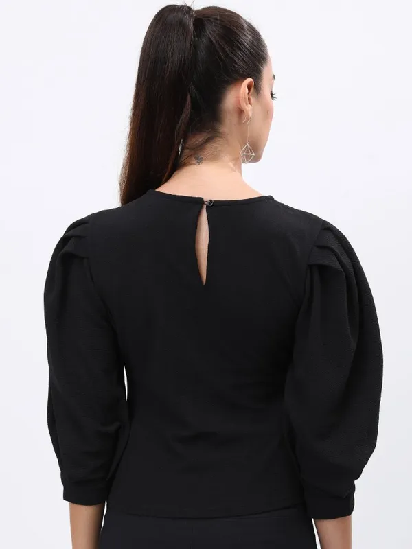  Tokyo Talkies Women Black Solid Fitted Tops