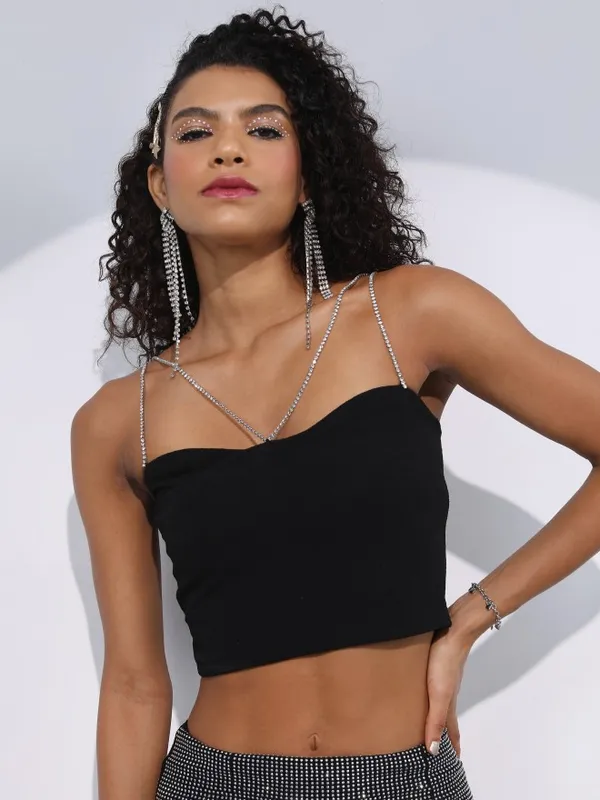 Tokyo Talkies Women Black Solid Bralette Top