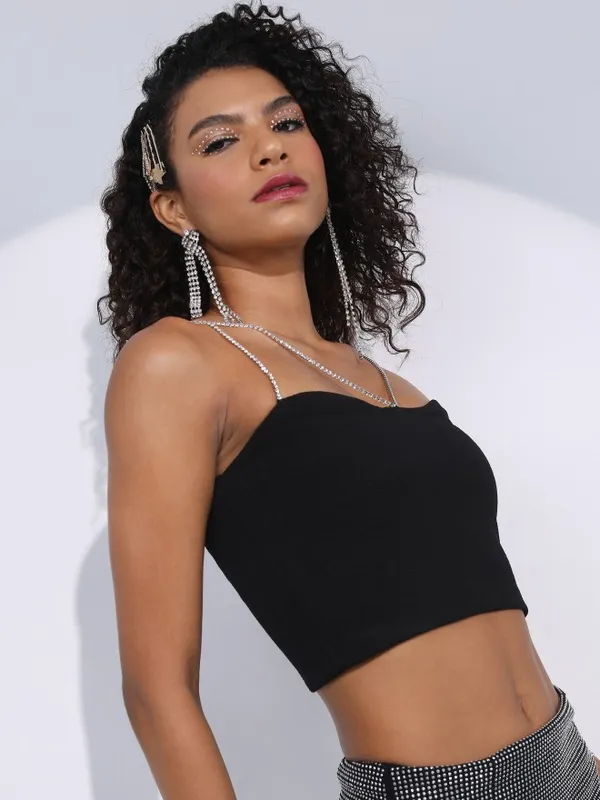 Tokyo Talkies Women Black Solid Bralette Top