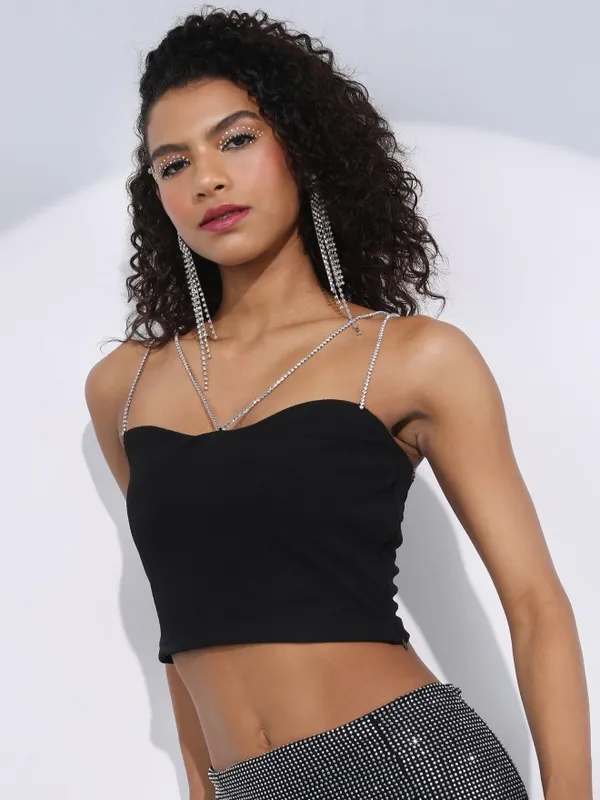 Tokyo Talkies Women Black Solid Bralette Top