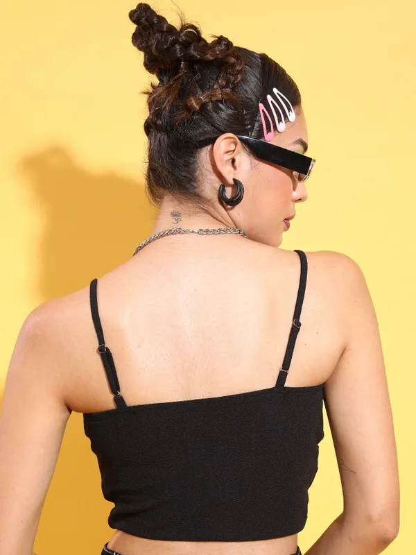  Tokyo Talkies Women Black Solid Fitted Tops