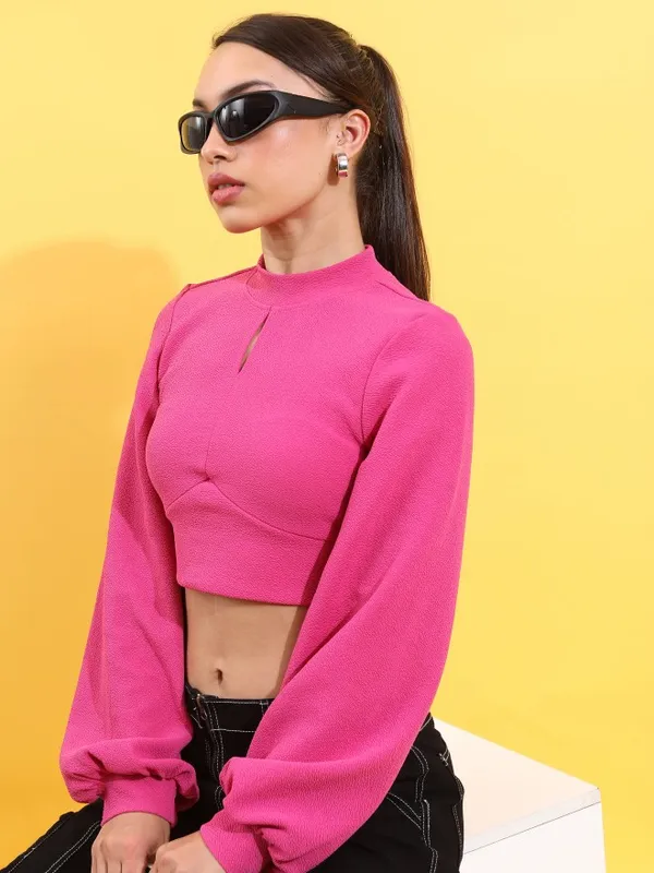 Tokyo Talkies Women Pink Solid Regular Top