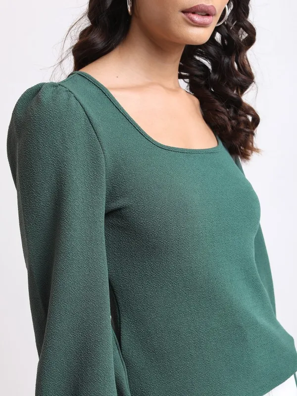  Tokyo Talkies Women Green Solid Regular Tops