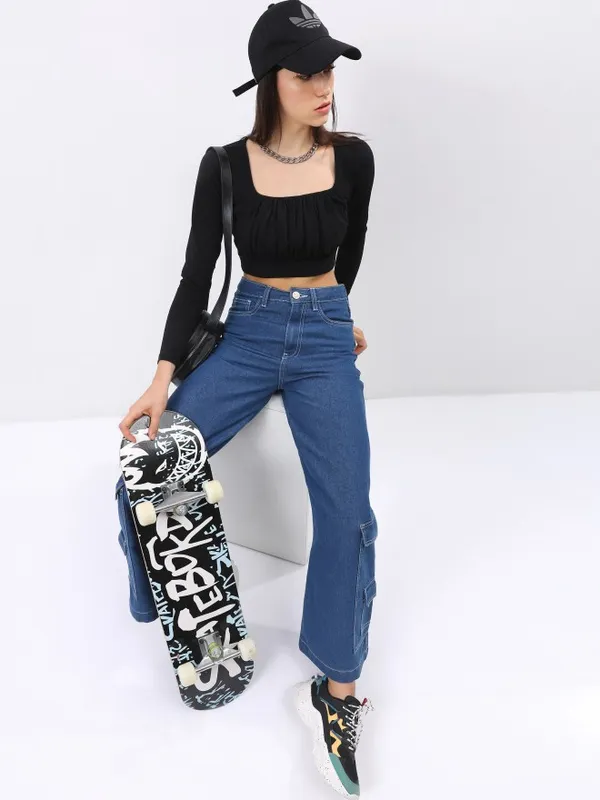  Tokyo Talkies Women Black Solid Tops