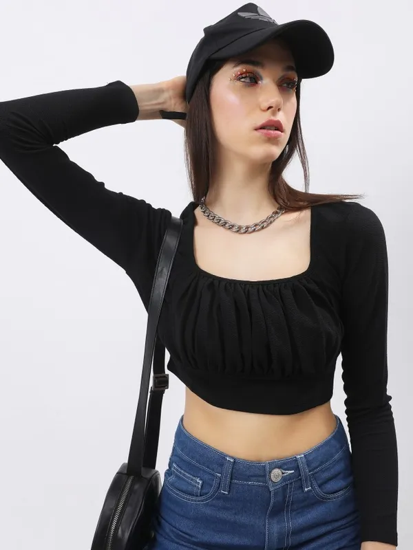  Tokyo Talkies Women Black Solid Tops