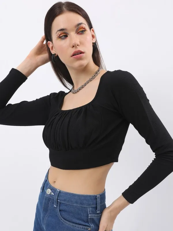  Tokyo Talkies Women Black Solid Tops