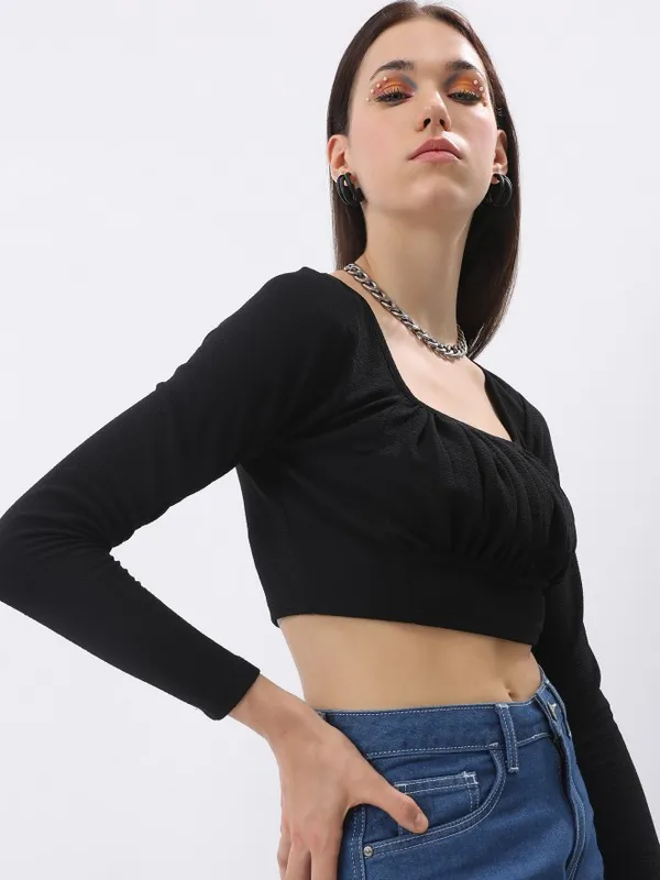  Tokyo Talkies Women Black Solid Tops