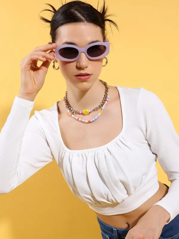  Tokyo Talkies Women White Solid Regular Tops