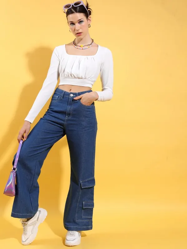  Tokyo Talkies Women White Solid Regular Tops