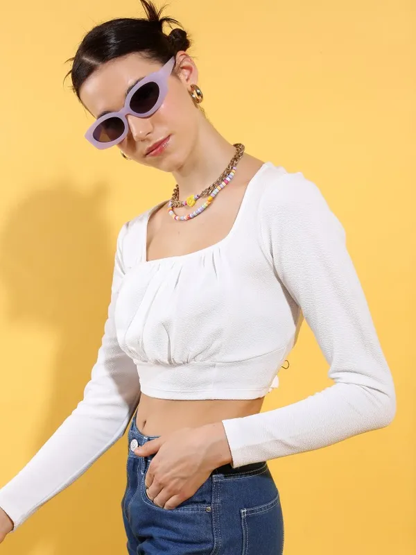  Tokyo Talkies Women White Solid Regular Tops