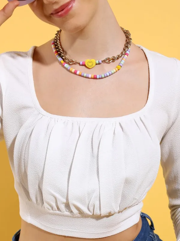  Tokyo Talkies Women White Solid Regular Tops