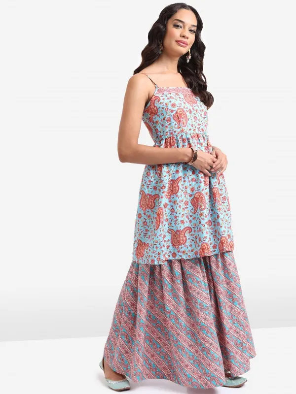  Ketch Women Blue Printed Kurta Sets