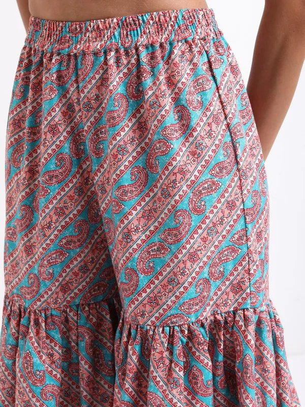  Ketch Women Blue Printed Kurta Sets