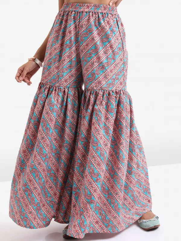  Ketch Women Blue Printed Kurta Sets