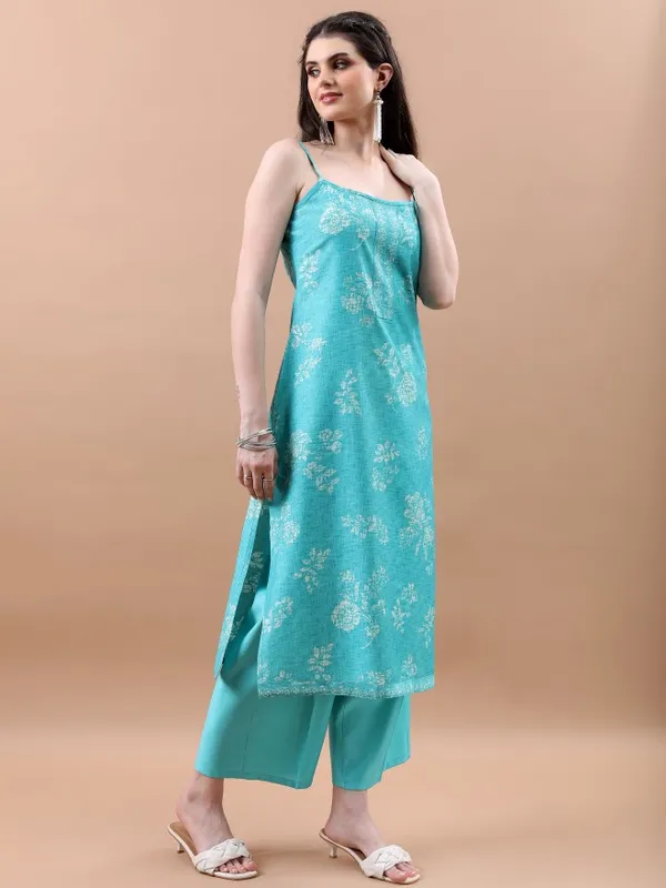  Vishudh Women Turquoise Printed Kurta Sets
