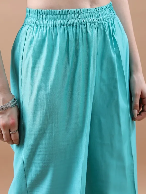  Vishudh Women Turquoise Printed Kurta Sets
