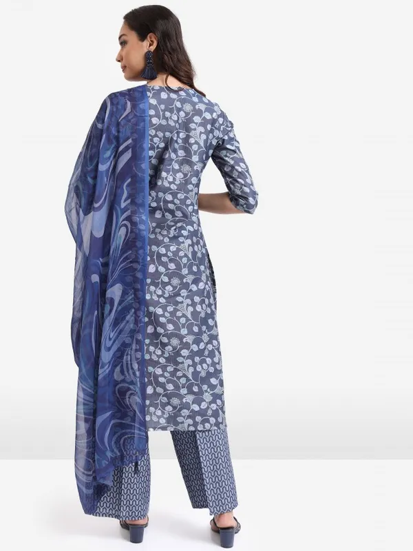  Ketch Women Blue Printed Kurta Sets