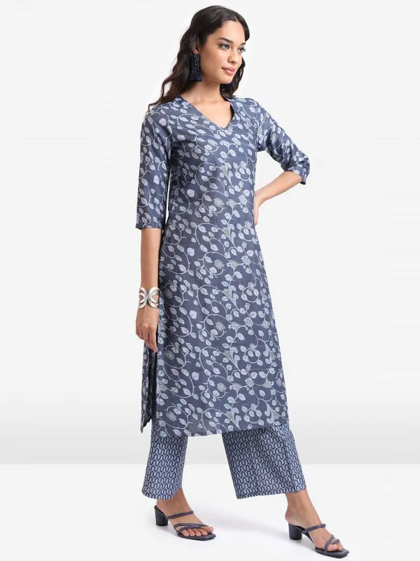  Ketch Women Blue Printed Kurta Sets