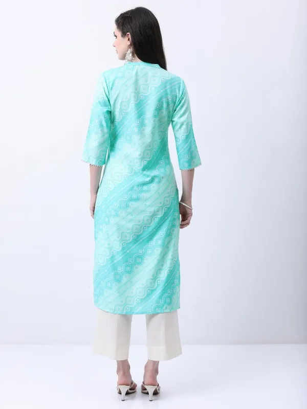  Ketch Women Turquoise Printed Straight Kurtas