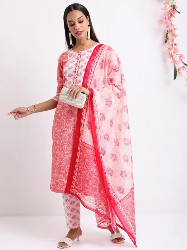  Ketch Women Pink Printed Kurta Sets