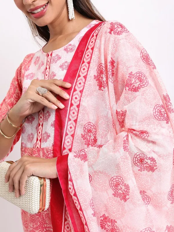  Ketch Women Pink Printed Kurta Sets
